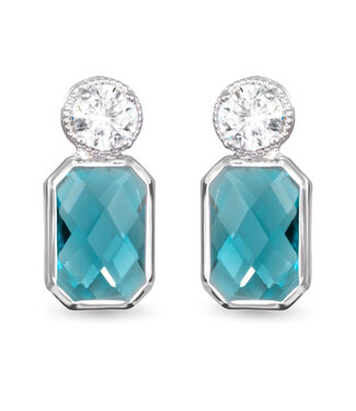 Amanda Blu Faceted Blue CZ Drop Earrings -  Silver