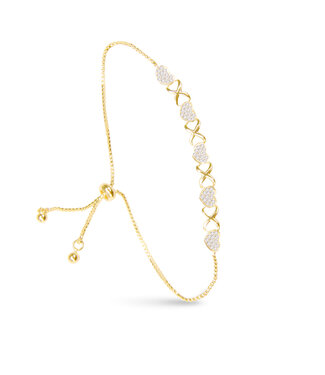 Amanda Blu Five Pave Heart Pull-Cord Bracelet -  Gold