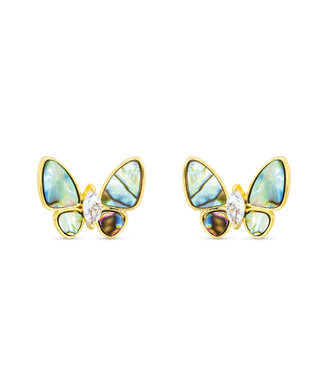 Amanda Blu Gold CZ & Abalone Butterfly Earrings
