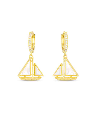 Amanda Blu Gold CZ & MOP Sailboat Earrings