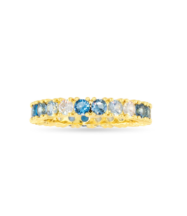 Amanda Blu Gold CZ Blue Ombre Ring - 8