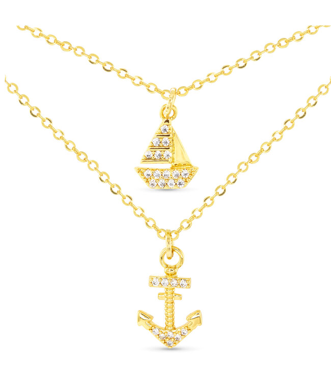 Amanda Blu Gold CZ Coastal Duo Necklace