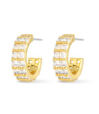 Amanda Blu Gold CZ Double Wide Hoop Earrings