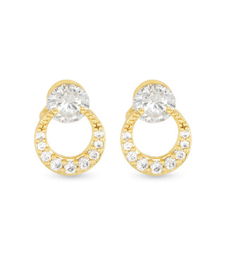 Amanda Blu Gold CZ Half Moon Earrings