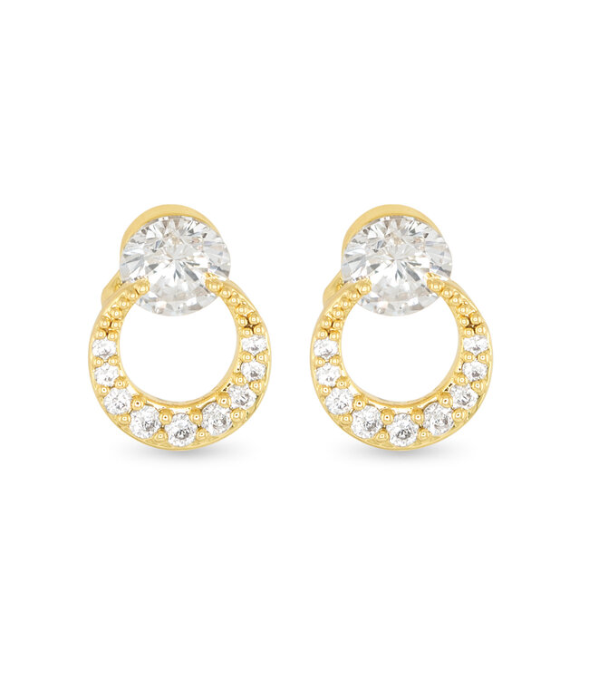 Amanda Blu Gold CZ Half Moon Earrings