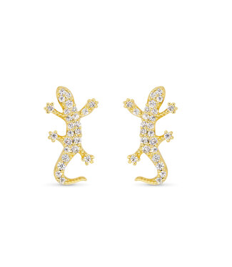 Amanda Blu Gold CZ Mini Lizard Earrings