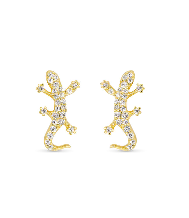 Amanda Blu Gold CZ Mini Lizard Earrings