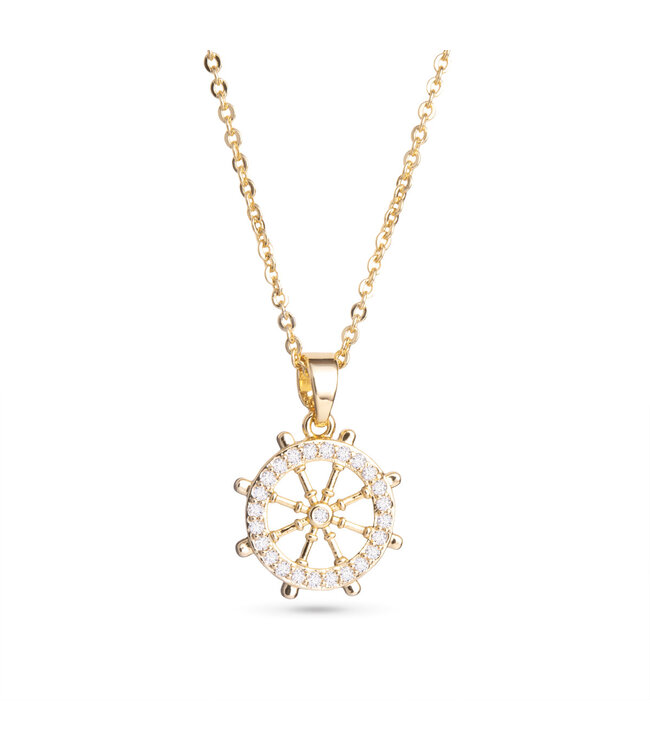 Amanda Blu Gold CZ Ship Wheel