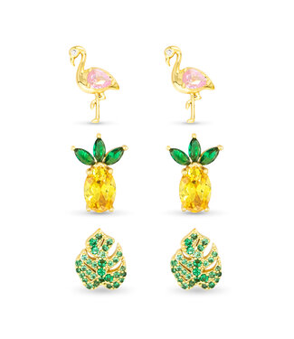 Amanda Blu Gold CZ Tropical Earring Trio