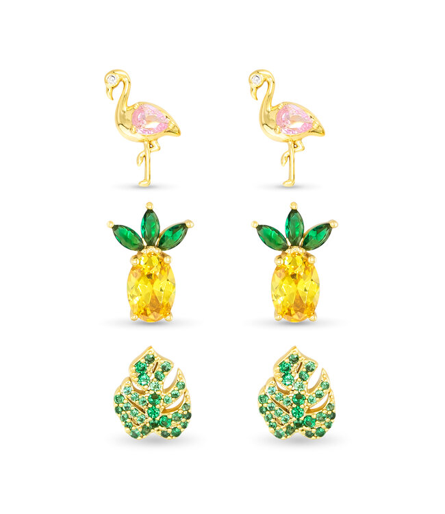 Amanda Blu Gold CZ Tropical Earring Trio