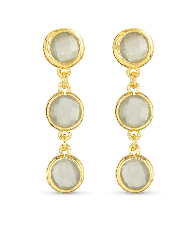 Amanda Blu Gold Faceted CZ Earring - Light Grey