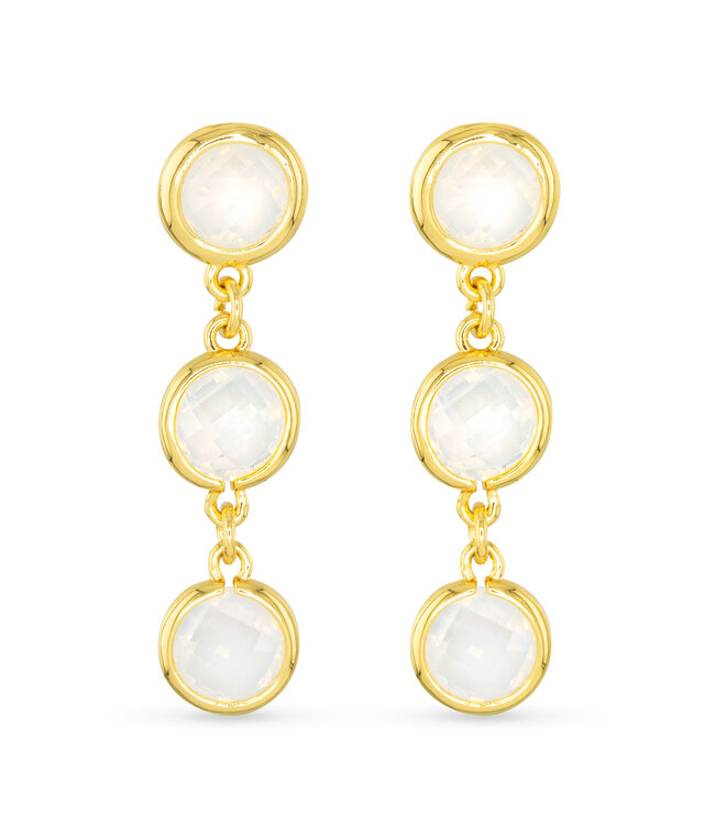 Amanda Blu Gold Faceted CZ Earring - Milky White