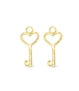 Amanda Blu Gold Heart Key Earring Charms