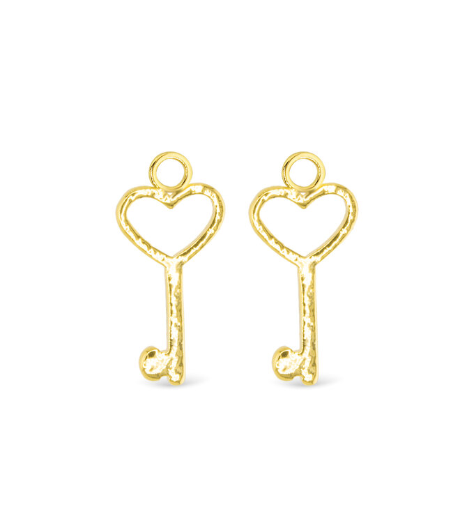 Amanda Blu Gold Heart Key Earring Charms