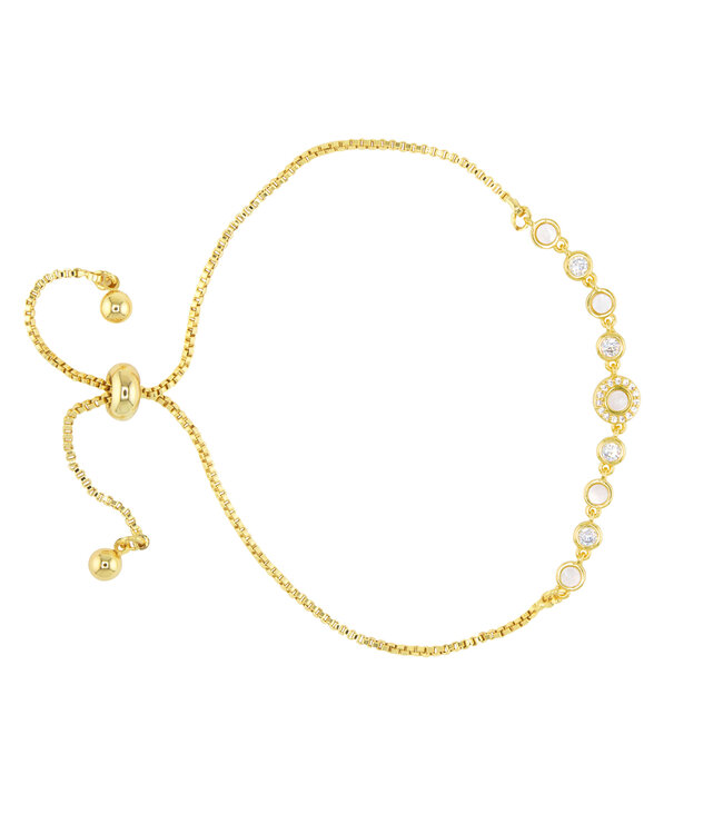 Amanda Blu Gold MOP and CZ Circle Pull-Cord Bracelet