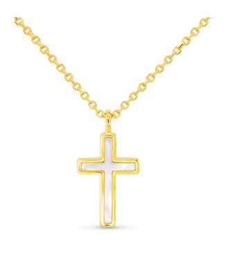 Amanda Blu Gold MOP Channel Inset Cross Necklace