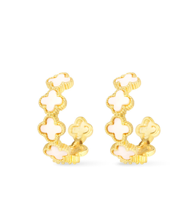 Amanda Blu Gold MOP Clover Hoop Earrings