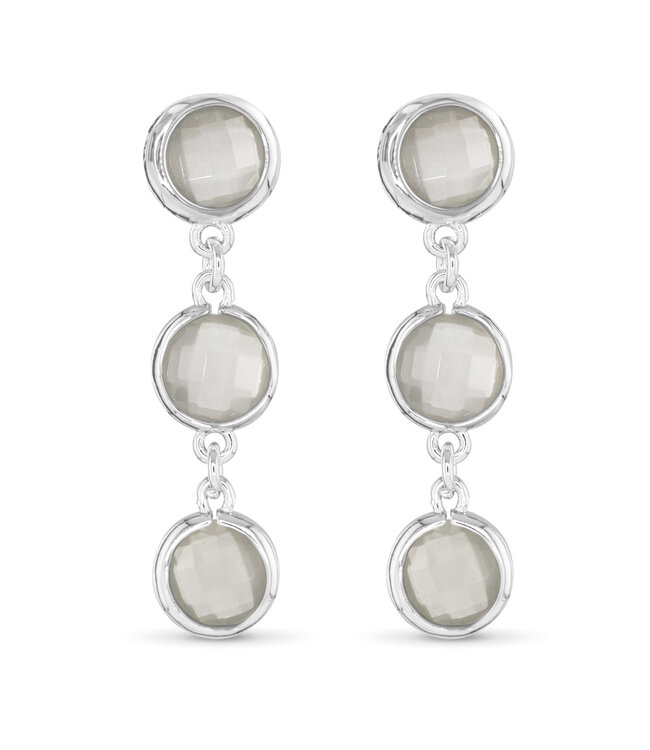 Amanda Blu Silver Faceted CZ Earring - Light Grey