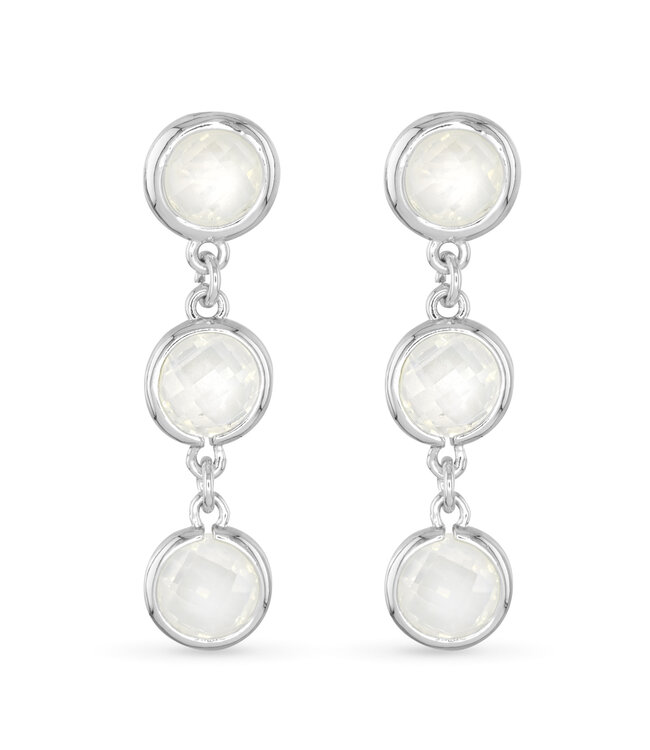 Amanda Blu Silver Faceted CZ Earring - Milky White