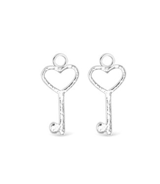 Amanda Blu Silver Heart Key Earring Charms