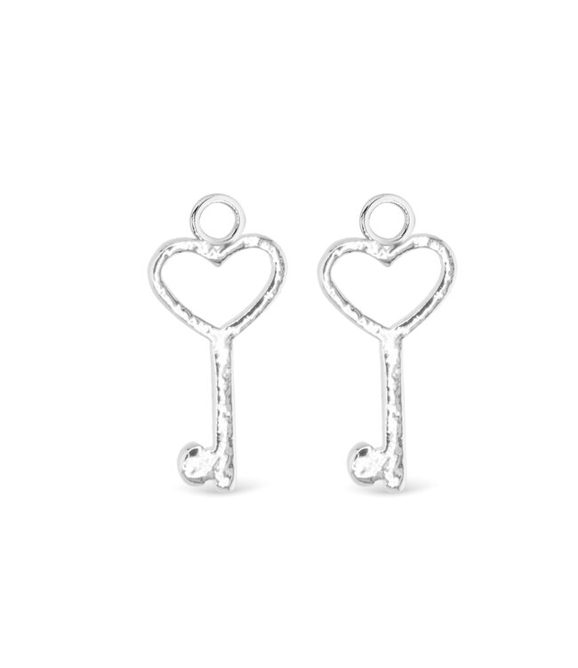 Amanda Blu Silver Heart Key Earring Charms