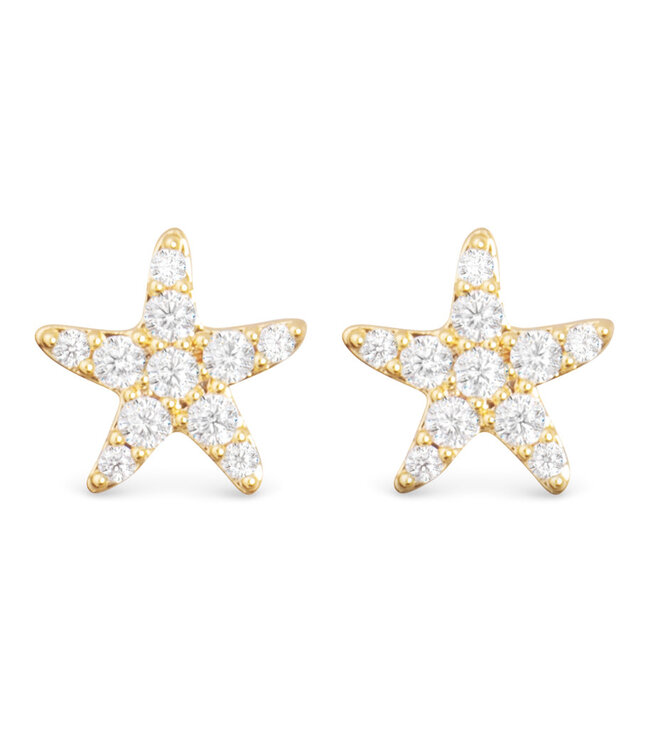 Amanda Blu Small CZ Starfish Stud Earrings -  Gold