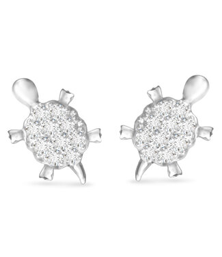 Amanda Blu Small CZ Turtle Stud Earrings -  Silver