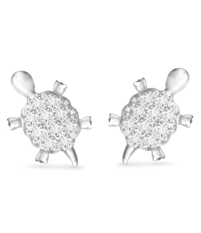 Amanda Blu Small CZ Turtle Stud Earrings -  Silver