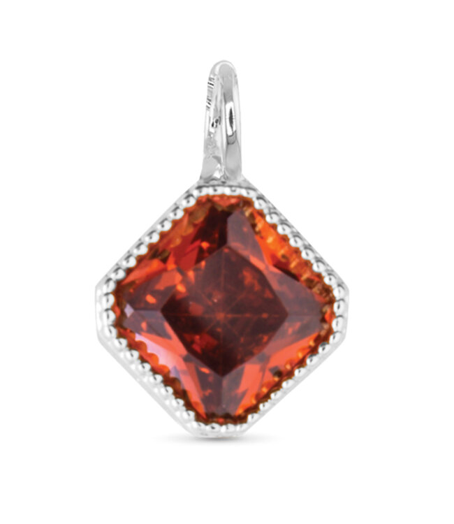 Amanda Blu Square Burgundy CZ Charm - Silver