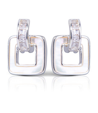 Amanda Blu Square CZ/Mother of Pearl Earrings