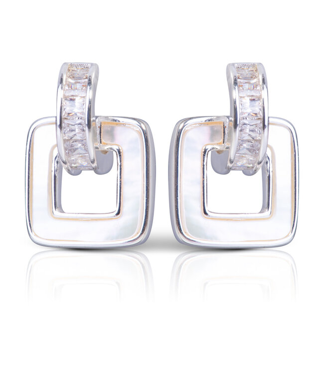 Amanda Blu Square CZ/Mother of Pearl Earrings