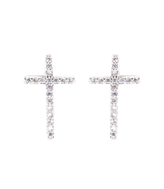 Amanda Blu Timeless Radiance - Cross Stud Earrings - Silver