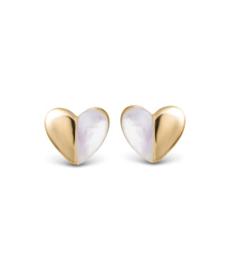 Amanda Blu Two Sided Heart Mother of Pearl Earrings -  Gold