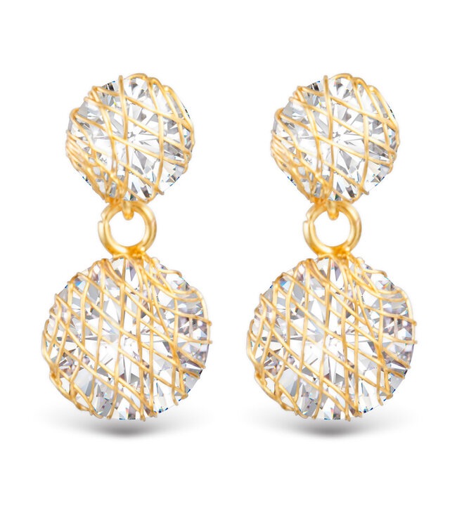 Amanda Blu Wire Overlay CZ Drop Earrings -  Gold