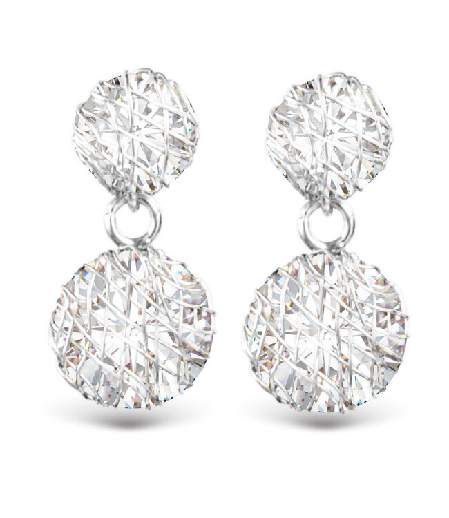Amanda Blu Wire Overlay CZ Drop Earrings -  Silver