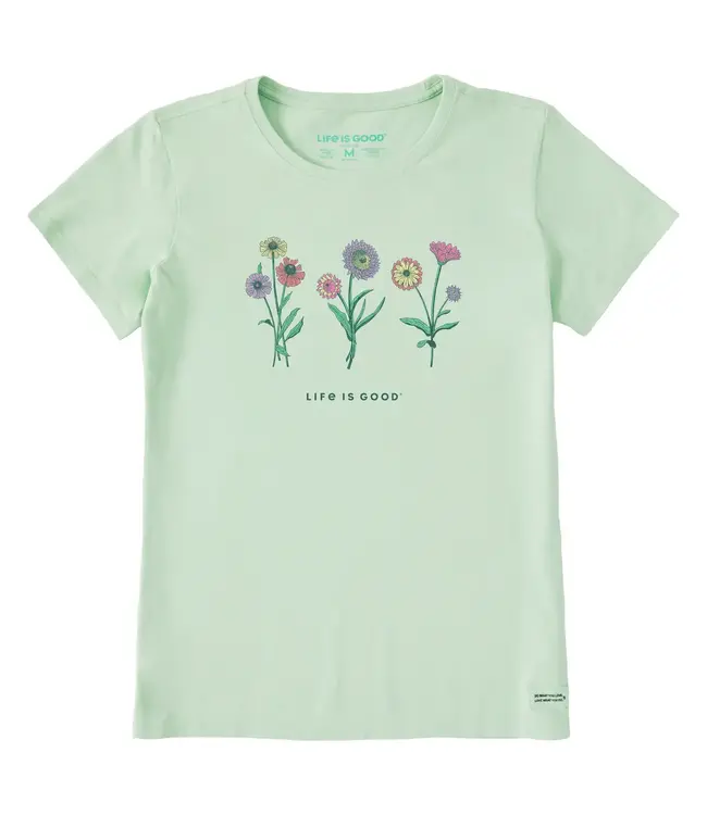 Life Is Good Womens Crusher Tee Botanical Flowers Sage Green