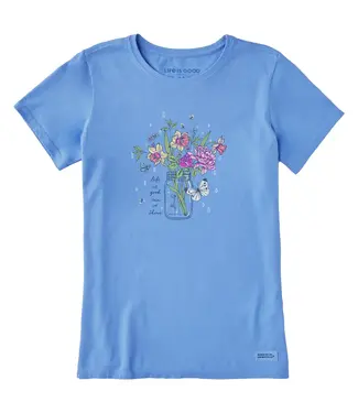 Life Is Good Womens Crusher-LITE T Realaxed Rain or Cornflower Blue