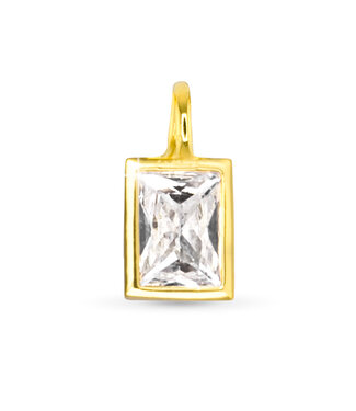 Amanda Blu Clear Rectangle CZ Charm Gold