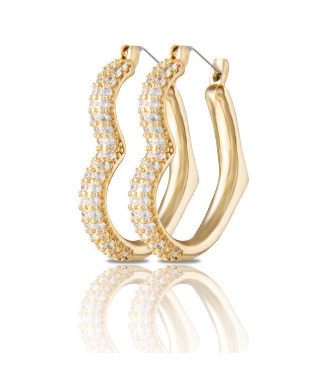 Amanda Blu Gold CZ Heart Hoop Earrings