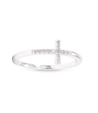 Amanda Blu Ice Blu Cross Ring Size 7 Silver