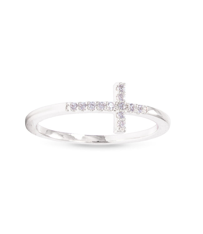 Amanda Blu Ice Blu Cross Ring Size 7 Silver