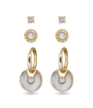 Amanda Blu Mother of Pearl and CZ Trio Earring Set Gold