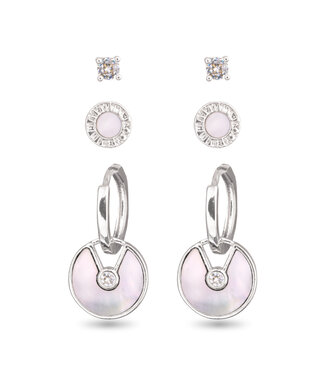Amanda Blu Mother of Pearl and CZ Trio Earring Set Silver