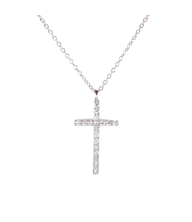 Amanda Blu Timeless Radiance Cross Necklace Silver