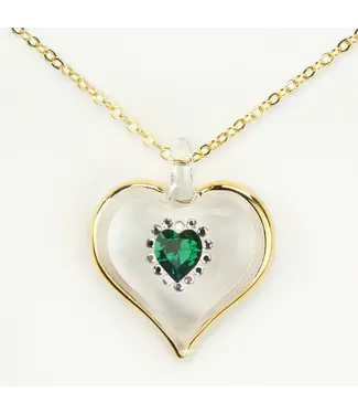 Glass Baron Necklace Birthstone Sparkle Heart May