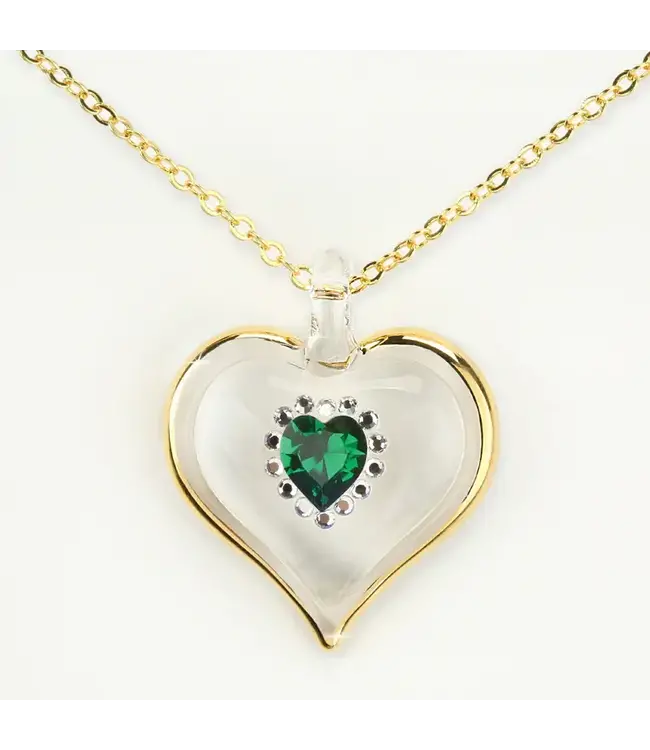 Glass Baron Necklace Birthstone Sparkle Heart May