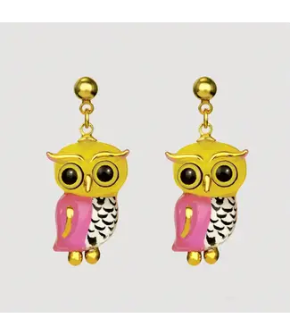 Glass Baron Owl Earrings