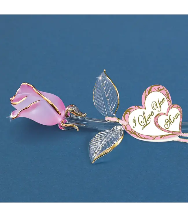 Glass Baron Rose Pink Pearl I L U Mom