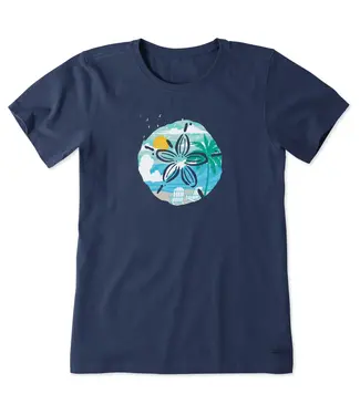 Life Is Good Womens Crusher Tee Macro Micro Beach Dusty Blue