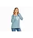 Life Is Good Womens New Long Sleeve Hooded Quirky Love Flow Smokey Blue